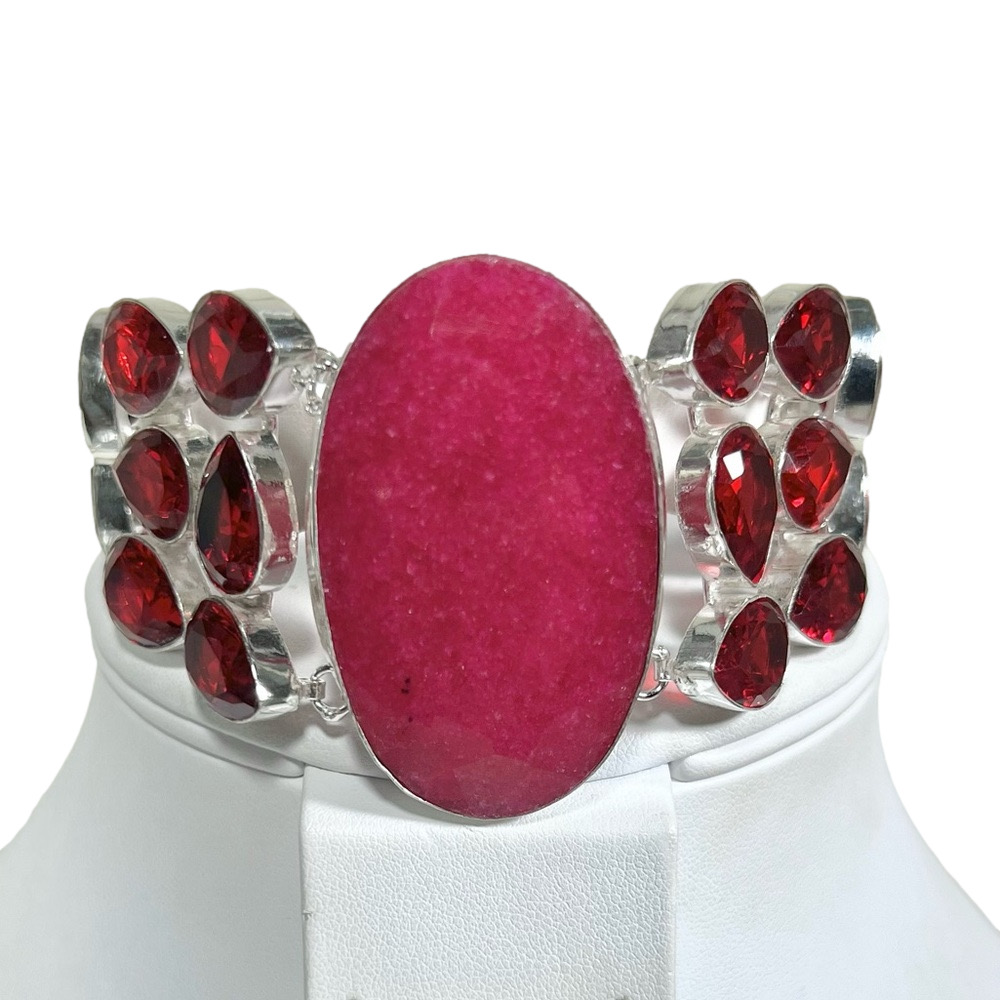 Ruby 925 Large Synthetic Gemstone Bracelet